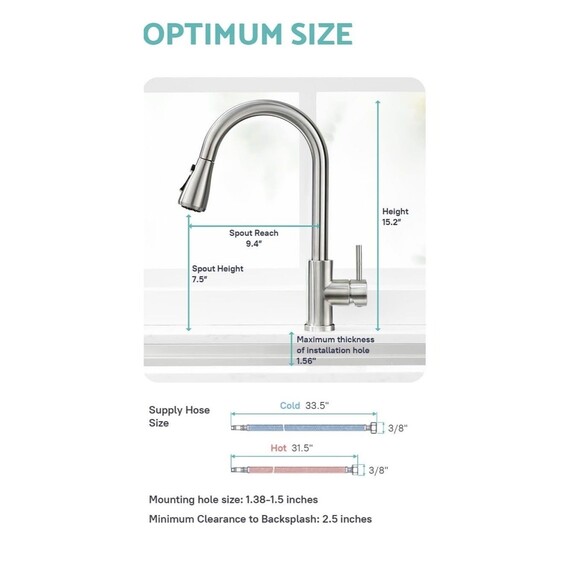 NEW Kicimpro Kitchen Faucet Pull Down Sprayer Single Handle Brushed Nickel - Picture 5 of 16